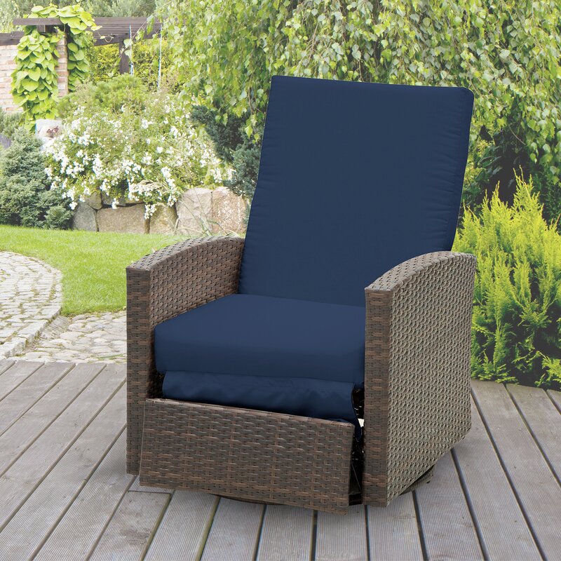 Pevely Swivel Recliner Patio Chair With Cushions 